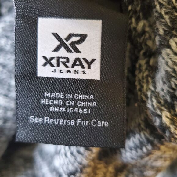 XRAY Jeans Mens L Cardigan Sweater Charcoal Gray Button Front Grandpa Preppy - Picture 10 of 13